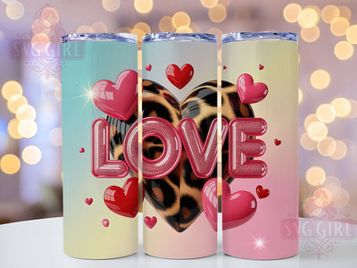 Glitter Leopard Crafty Love Tumbler, Glitter Hearts, Leopard Print, Sublimation Art, 20oz Tumbler, Bold Wrap, Stylish Design Sublimation SvggirlplusArt 