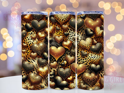 Glitter Leopard Heart Tumbler, Valentine Heart Motif, Glam Chic Wrap, Romantic Sparkle Style, Bold Animal Print Design, Seamless Artistic Pattern, Trendy Glamorous Theme, 20Oz Tumbler, Sublimation Sublimation SvggirlplusArt 