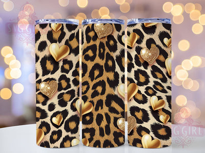 Glitter Leopard Heart Tumbler, Valentine Heart Motif, Glam Chic Wrap, Romantic Sparkle Style, Bold Animal Print Design, Seamless Artistic Pattern, Trendy Glamorous Theme, 20Oz Tumbler, Sublimation Sublimation SvggirlplusArt 