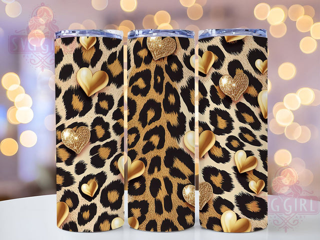 Glitter Leopard Heart Tumbler, Valentine Heart Motif, Glam Chic Wrap, Romantic Sparkle Style, Bold Animal Print Design, Seamless Artistic Pattern, Trendy Glamorous Theme, 20Oz Tumbler, Sublimation Sublimation SvggirlplusArt 