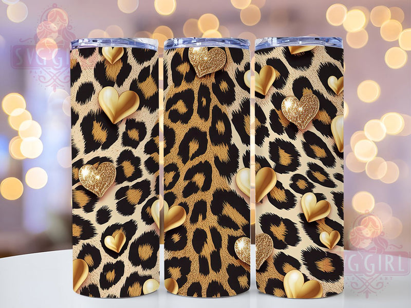 Glitter Leopard Heart Tumbler, Valentine Heart Motif, Glam Chic Wrap, Romantic Sparkle Style, Bold Animal Print Design, Seamless Artistic Pattern, Trendy Glamorous Theme, 20Oz Tumbler, Sublimation Sublimation SvggirlplusArt 
