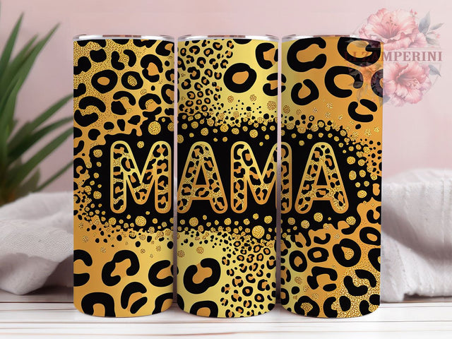 Glitter Leopard Mama 20oz Tumbler Wrap, Leopard Print, Mama Design, Animal Print Wrap, Sparkle Pattern, 20oz Tumbler Wrap, Sublimation PNG Sublimation Li Zamperini 