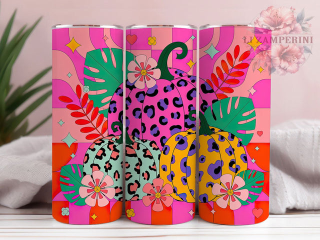 Glitter Leopard Print Pumpkin Tumbler, Leopard Print Wrap, Sparkly Halloween PNG, 20oz Sublimation Design, Glam Fall Cup, Colorful Autumn Mug, Bling Pumpkin Tumbler Sublimation Li Zamperini 