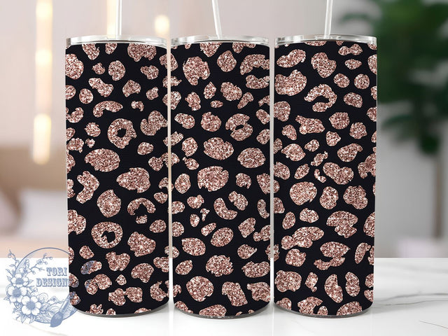 Glitter Leopard Print Tumbler, Ombre Glitter Sublimation, Animal Print Wrap, 20oz Skinny Tumbler, Seamless Gradient Png, Glitter Leopard Design, Sublimation Download Sublimation ToriDesigns 