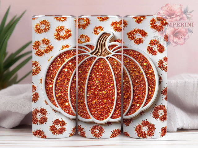 Glitter Leopard Pumpkin 20oz Tumbler, Leopard Pumpkin Motif, Glitter Design Pattern, Autumn Theme, Rustic Accent, Festive Charm, Sublimation Wrap, 20oz Tumbler Sublimation Li Zamperini 