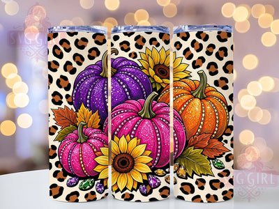 Glitter Leopard Pumpkin Fall 20oz Tumbler, Leopard Pumpkin Motif, Glitter Art Design, Fall Theme, Rustic Accent, Seasonal Charm, Sublimation Wrap, 20oz Tumbler Sublimation SvggirlplusArt 