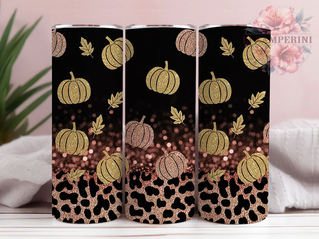 Glitter Leopard Pumpkin Fall Tumbler Wrap, Glitter Pumpkin Tumbler, Fall Tumbler Wrap, Cheetah Print Tumbler, 20oz Skinny Tumbler Png, Sparkly Fall Sublimation, Trendy Halloween Png Sublimation Li Zamperini 