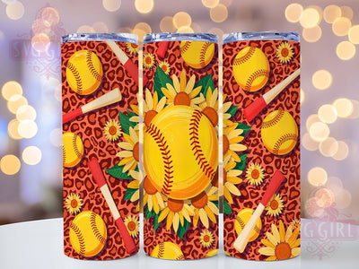 Glitter Leopard Softball Tumbler Wrap, Sparkle Baseball Wrap, 20oz Cheetah Sports Design, Bling Player Gift Tumbler, Shimmery Animal Print Wrap, Custom Glitter Softball Tumbler, Game Day Leopard Sublimation SvggirlplusArt 