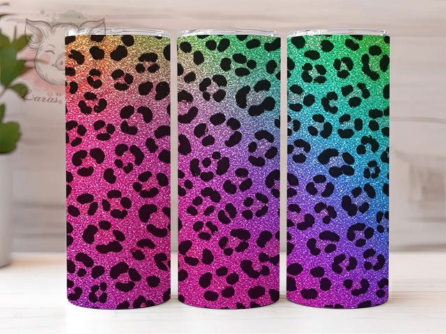 Glitter Leopard Sparkle Tumbler, Leopard Print Tumbler Wrap, 20Oz Tumbler Design, Sparkle Tumbler Sublimation, Animal Print Tumbler PNG, Glitter Animal Print, Leopard Glitter Tumbler Sublimation Lara' s Designs 