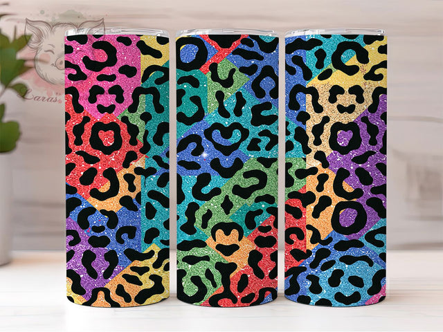 Glitter Leopard Sparkle Tumbler, Leopard Print Tumbler Wrap, 20Oz Tumbler Design, Sparkle Tumbler Sublimation, Animal Print Tumbler PNG, Glitter Animal Print, Leopard Glitter Tumbler Sublimation Lara' s Designs 
