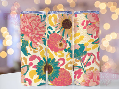 Glitter Leopard Sunflower 20oz Tumbler, Sunflower Tumbler, Seamless Wrap, 20oz Sublimation, Animal Print, Sparkle Design, PNG File Sublimation SvggirlplusArt 
