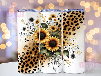 Glitter Leopard Sunflower 20oz Tumbler Wrap Sublimation Design, Straight Tapered Tumbler Wrap, Sunflower Tumbler Png, Instant Digital Download Sublimation SvggirlplusArt 