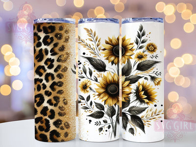 Glitter Leopard Sunflower 20oz Tumbler Wrap Sublimation Design, Straight Tapered Tumbler Wrap, Sunflower Tumbler Png, Instant Digital Download Sublimation SvggirlplusArt 