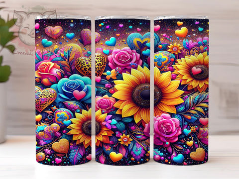 Glitter Leopard Sunflowers 20oz Tumbler Png, Straight & Tapered Tumbler Png, Sunflowers Tumbler Png, Digital Download PNG Sublimation Lara' s Designs 