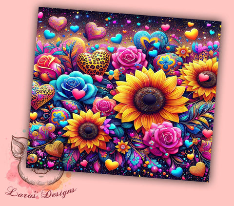 Glitter Leopard Sunflowers 20oz Tumbler Png, Straight & Tapered Tumbler Png, Sunflowers Tumbler Png, Digital Download PNG Sublimation Lara' s Designs 