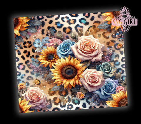 Glitter Leopard Sunflowers 20oz Tumbler Wrap Sublimation Design, Straight Tapered Tumbler Wrap, Sunflowers Tumbler Png, Instant Digital Download Sublimation SvggirlplusArt 