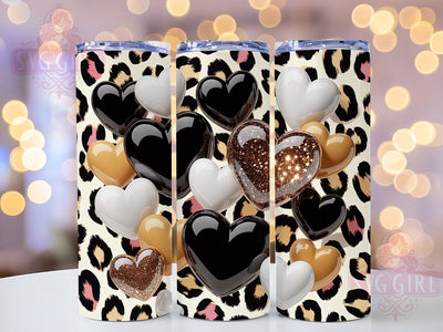 Glitter Leopard Valentine Tumbler, Valentine Heart, 20oz Tumbler Wrap, Sublimation Design, Animal Print Tumbler, Glitter Leopard Valentine, Love Heart Wrap Sublimation SvggirlplusArt 