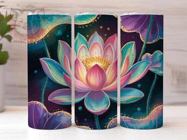 Glitter Lotus Flower Boho Tumbler, Glitter Floral Wrap, 20Oz Sublimation Design, Boho Lotus Drinkware, Spiritual Flower Cup, Yoga Meditation Gift, Elegant Floral Tumbler Sublimation Lara' s Designs 