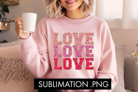 Glitter Love Chenille Valentine PNG Sublimation Sublimation Freeling Design House 