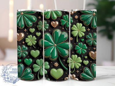 Glitter Lucky Shamrock Tumbler, Lucky Shamrock, St Patrick’s Day Theme, Festive Irish Style, Glitter Clover Design, Holiday Wrap, Green Decorative Pattern, 20Oz Tumbler, Sublimation Sublimation ToriDesigns 