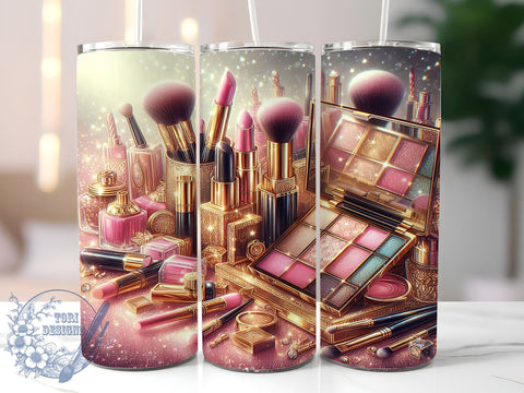 Glitter Makeup Tumbler Wrap, Makeup Tumbler, Girly Design, 20oz Wrap, Sublimation Design, Sparkle Cup, Beauty Drinkware, Glitter Tumbler Sublimation ToriDesigns 