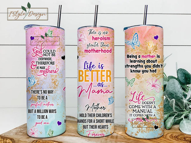 Glitter Mama 20oz Skinny Tumbler Wrap, Sublimation Design, Digital Download PNG, Mothers Day Tumbler Wrap PNG for Straight Tapered Tumbler Sublimation iStyleDesign 
