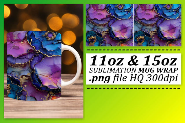 Glitter Marble Pattern Mug Wrap, Sublimation, 11oz 15oz Sublimation afrosvg 