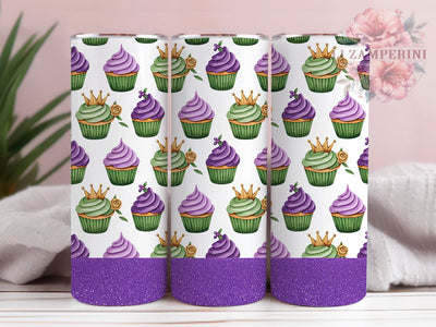Glitter Mardi Gras Cupcake Tumbler, Purple Glitter Wrap, Carnival Celebration Cup, 20oz Sublimation Wrap, Festive Party Tumbler, Sweet Treat Mardi Gras Cup, Colorful Glitter Cupcake Wrap Sublimation Li Zamperini 