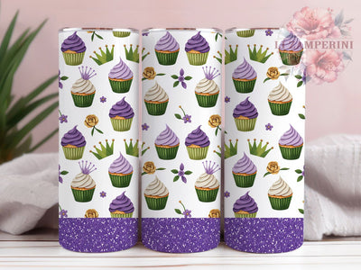 Glitter Mardi Gras Cupcake Tumbler, Purple Glitter Wrap, Carnival Celebration Cup, 20oz Sublimation Wrap, Festive Party Tumbler, Sweet Treat Mardi Gras Cup, Colorful Glitter Cupcake Wrap Sublimation Li Zamperini 