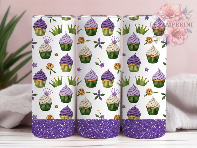 Glitter Mardi Gras Cupcake Tumbler, Purple Glitter Wrap, Carnival Celebration Cup, 20oz Sublimation Wrap, Festive Party Tumbler, Sweet Treat Mardi Gras Cup, Colorful Glitter Cupcake Wrap Sublimation Li Zamperini 