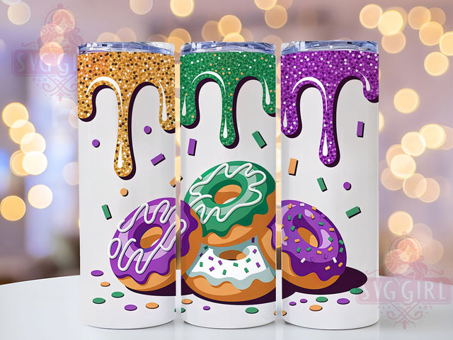 Glitter Mardi Gras Donuts Tumbler, Glitter Carnival Wrap, Festive Party Cup, 20oz Sublimation Wrap, New Orleans Celebration Tumbler, Colorful Donut Design Cup, Mardi Gras Sweet Theme Wrap Sublimation SvggirlplusArt 