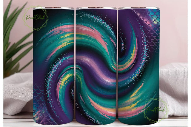 Glitter Mermaid Scales 20oz Tumbler Wrap Sublimation PixelChick 