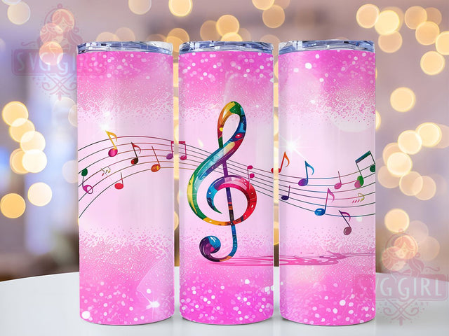 Glitter Music Notes Tumbler Wrap, Music Keys Glitter Wrap, Musician Pink Glitter Cup, Sweet Pink Music Drinkware, 20Oz Music Sublimation Design, Glitter Music Note Tumbler Sublimation SvggirlplusArt 