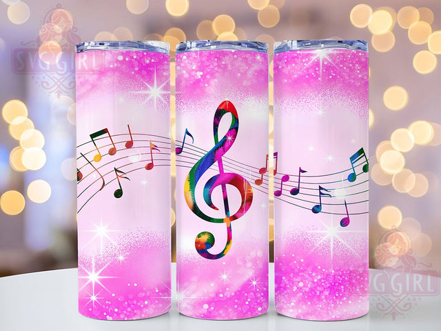 Glitter Music Notes Tumbler Wrap, Music Keys Glitter Wrap, Musician Pink Glitter Cup, Sweet Pink Music Drinkware, 20Oz Music Sublimation Design, Glitter Music Note Tumbler Sublimation SvggirlplusArt 