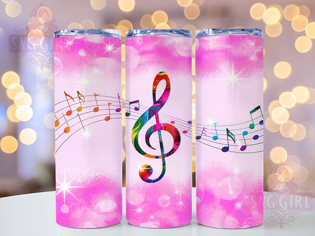 Glitter Music Notes Tumbler Wrap, Music Keys Glitter Wrap, Musician Pink Glitter Cup, Sweet Pink Music Drinkware, 20Oz Music Sublimation Design, Glitter Music Note Tumbler Sublimation SvggirlplusArt 
