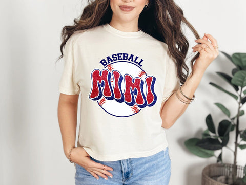 Glitter Navy and Red Baseball Mimi DTF Transfer Physical So Fontsy T-Shirt Iron-On Transfer Shop