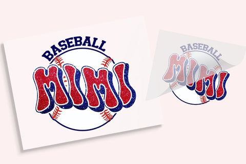 Glitter Navy and Red Baseball Mimi DTF Transfer Physical So Fontsy T-Shirt Iron-On Transfer Shop 8.5x11