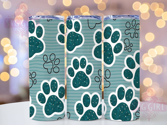 Glitter Paw Pet Print Tumbler Wrap, Pet Pattern Design, Sparkle Tumbler Art, Modern Pet Design, Sublimation Template, 20oz Tumbler Wrap, Animal Print Pattern Sublimation SvggirlplusArt 