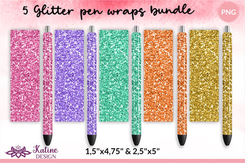 Glitter pen wrap epoxy pen wrap sublimation designs bundle. Waterslide printing Small and Big. Sublimation KatineDesign 