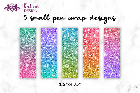 Glitter pen wrap with gradient ombre epoxy pen wrap sublimation designs bundle. Waterslide printing Small and Big. Sublimation KatineDesign 