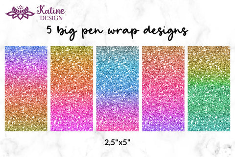 Glitter pen wrap with gradient ombre epoxy pen wrap sublimation designs bundle. Waterslide printing Small and Big. Sublimation KatineDesign 