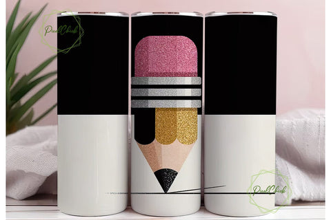 Glitter Pencil 20oz Tumbler Wrap Sublimation PixelChick 