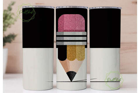 Glitter Pencil 20oz Tumbler Wrap Sublimation PixelChick 