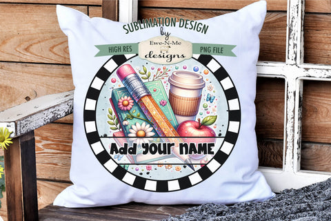 Glitter Pencil - Teacher Round Sublimation Design | Door Round PNG Sublimation Ewe-N-Me Designs 