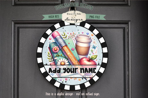 Glitter Pencil - Teacher Round Sublimation Design | Door Round PNG Sublimation Ewe-N-Me Designs 