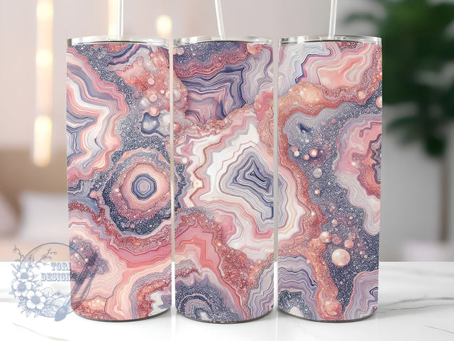 Glitter Pink Agate Seamless Tumbler, agate drinkware, fashion tumbler, luxury tumbler, gemstone tumbler, mineral tumbler, geology tumbler, crystal tumbler Sublimation ToriDesigns 
