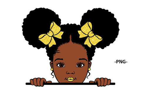 Glitter Pink Bow Black Girl SVG Peeking Afro Puff PNG DXF EPS PDF JPG AI Clipart for Sublimation Cricut Black Princess Design SVG 1uniqueminute 