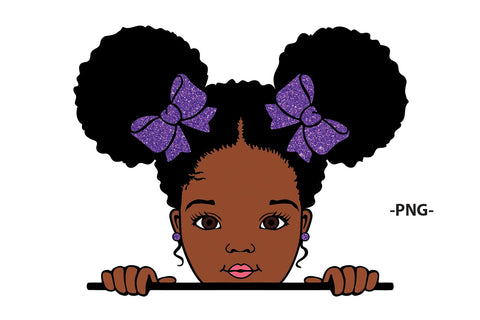 Glitter Pink Bow Black Girl SVG Peeking Afro Puff PNG DXF EPS PDF JPG AI Clipart for Sublimation Cricut Black Princess Design SVG 1uniqueminute 