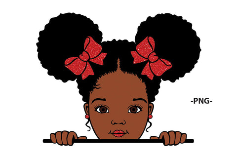 Glitter Pink Bow Black Girl SVG Peeking Afro Puff PNG DXF EPS PDF JPG AI Clipart for Sublimation Cricut Black Princess Design SVG 1uniqueminute 