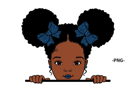 Glitter Pink Bow Black Girl SVG Peeking Afro Puff PNG DXF EPS PDF JPG AI Clipart for Sublimation Cricut Black Princess Design SVG 1uniqueminute 
